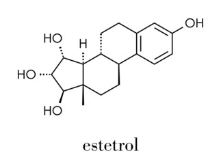 Estetrol natural estrogen hormone molecule. Skeletal formula.