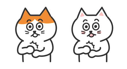 Set of cats recognizing something. Vector illustration isolated on white background.