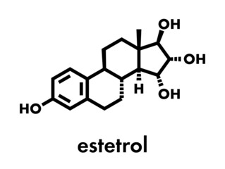 Estetrol natural estrogen hormone molecule. Skeletal formula.