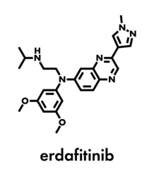 Erdafitinib cancer drug molecule (FGFR inhibitor). Skeletal formula.