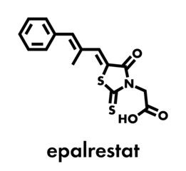 Epalrestat diabetic neuropathy drug molecule (aldose reductase inhibitor). Skeletal formula.