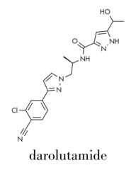 Darolutamide prostate cancer drug molecule. Skeletal formula.