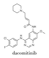 Dacomitinib cancer drug molecule (EGFR inhibitor). Skeletal formula.