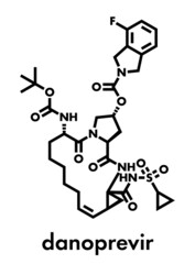 Danoprevir hepatitis C antiviral drug molecule. Skeletal formula.