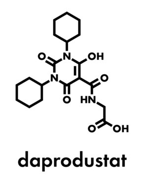 Daprodustat drug molecule (HIF prolyl-hydroxylase inhibitor). Skeletal formula.