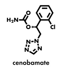 Cenobamate seizures drug molecule. Skeletal formula.