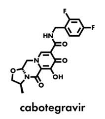 Fototapeta premium Cabotegravir HIV drug molecule (integrase inhibitor). Skeletal formula.