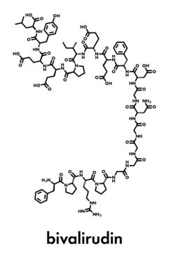 Bivalirudin anticoagulant drug molecule (direct thrombin inhibitor). Skeletal formula.