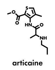Articaine local anesthetic drug molecule. Skeletal formula.