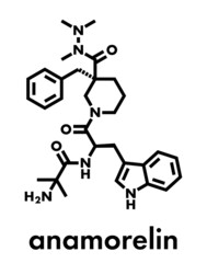 Anamorelin cancer cachexia and anorexia drug molecule. Skeletal formula.