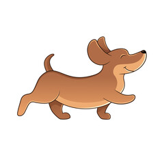 walking dachshund, happy dog illustration