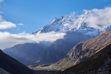 View to Lungdhen village,  Khumbu Valley, Nepal
