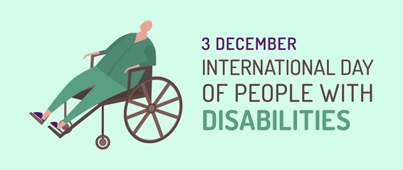 Fototapeta na wymiar International disability day. Landscape poster. Editable vector illustration