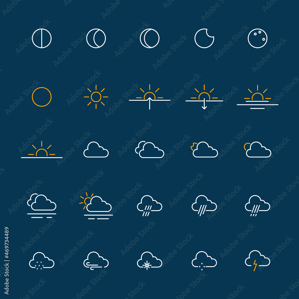 Aufkleber various weather icons illustration for weather forecast presentation needs. simple flat icons collec