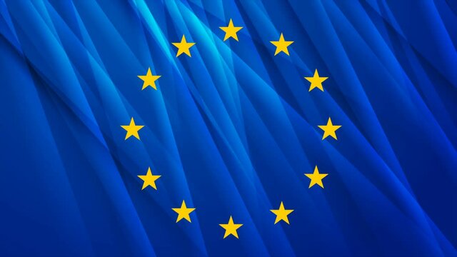 European union concept glossy flag abstract motion background. Seamless looping. Video animation Ultra HD 4K 3840x2160
