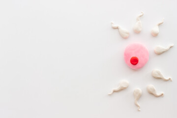 Female ovum and sperm made of plasticine. Pregnancy concept