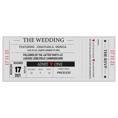 Wedding/ Party Invitations Gig/ Concert Ticket Design