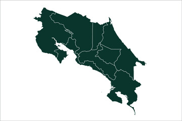 Costa Rica map Sacramento green Color on White Background
