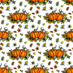 Fototapeta premium halloween and thanksgivin seamless background with pumpkin