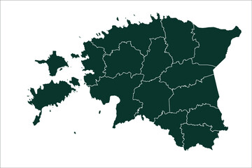 Estonia map Sacramento green Color on White Background