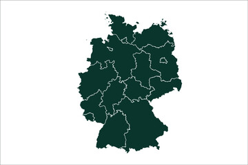 Germany map Sacramento green Color on White Backgound