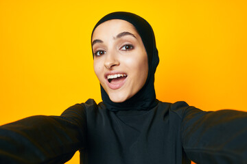 arab woman fun ethnicity model posing emotions studio lifestyle