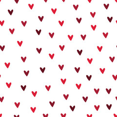 Colorful tiny hearts on white background.