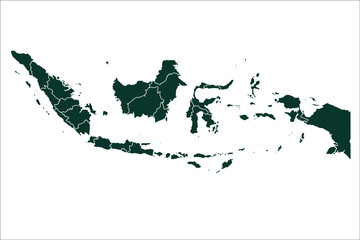Indonesia map Sacramento green Color on White Backgound