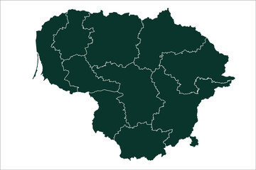 Lithuania map Sacramento green Color on White Background