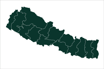 Fototapeta premium Nepal map Sacramento green Color on White Background 