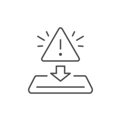 Download warning line outline icon