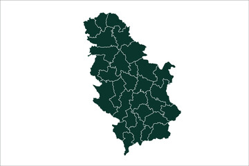 Serbia map Sacramento green Color on White Background