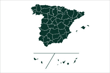 Spain Provinces map Sacramento green Color on White Backgound