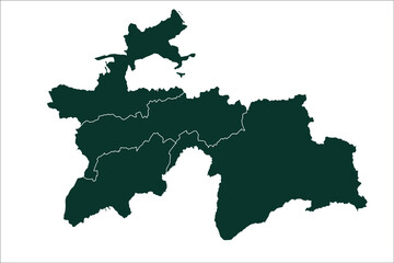 Tajikistan map Sacramento green Color on White Backgound