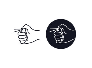 Fototapeta premium Hand hold and push chilli spray gun weapon shilhouette logo vector illustration