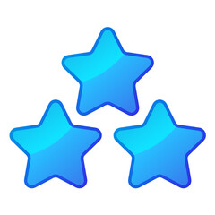 Three Blue Shiny Stars - Amazing vector icon of three blue rounded star suitable for game, animation, app, icon, sign, sticker, children book, decoration, and illustration in general - Vector Icon