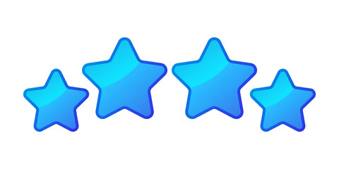Four Blue Shiny Stars - Amazing vector icon of four blue rounded star suitable for game, animation, app, icon, sign, sticker, children book, decoration, and illustration in general - Vector Icon