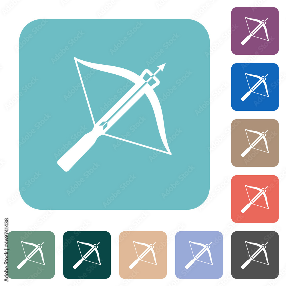 Poster crossbow with arrow rounded square flat icons