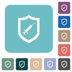 Obraz premium Vaccine protected rounded square flat icons