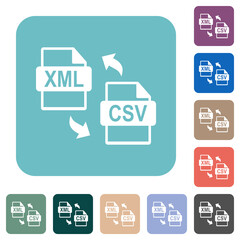 XML CSV file conversion rounded square flat icons