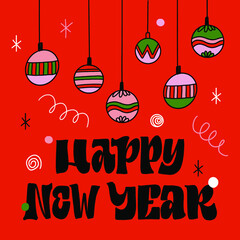 HAPPY NEW YEAR. VECTOR HOLIDAY GREETING NEW YEAR GREETING HAND LETTERING QUOTE PHRASE
