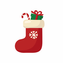 Christmas sock isolated on white background. Vector illustration