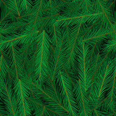 Pine branches vector seamless pattern