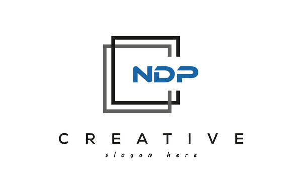 NDP square frame three letters logo design