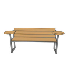 Brown Vector outline illustration of a wooden bench isolated on a white background