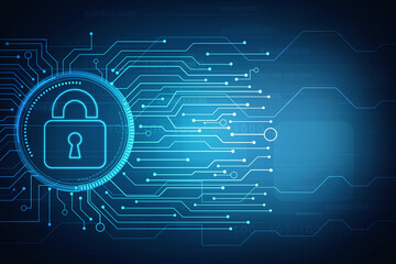 2d illustration Safety concept: Closed Padlock on digital background