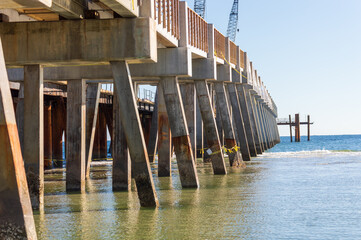 Jacksonville Beach pier construction project repairing hurricane damage