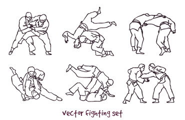 Fototapeta na wymiar vector silhouette of a judo fighters