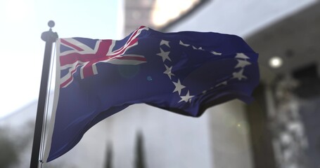 Cook Island waving national flag 3D illustration