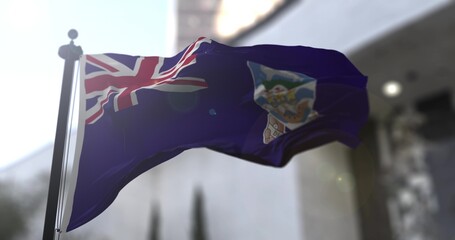 Falkland Island waving national flag 3D illustration